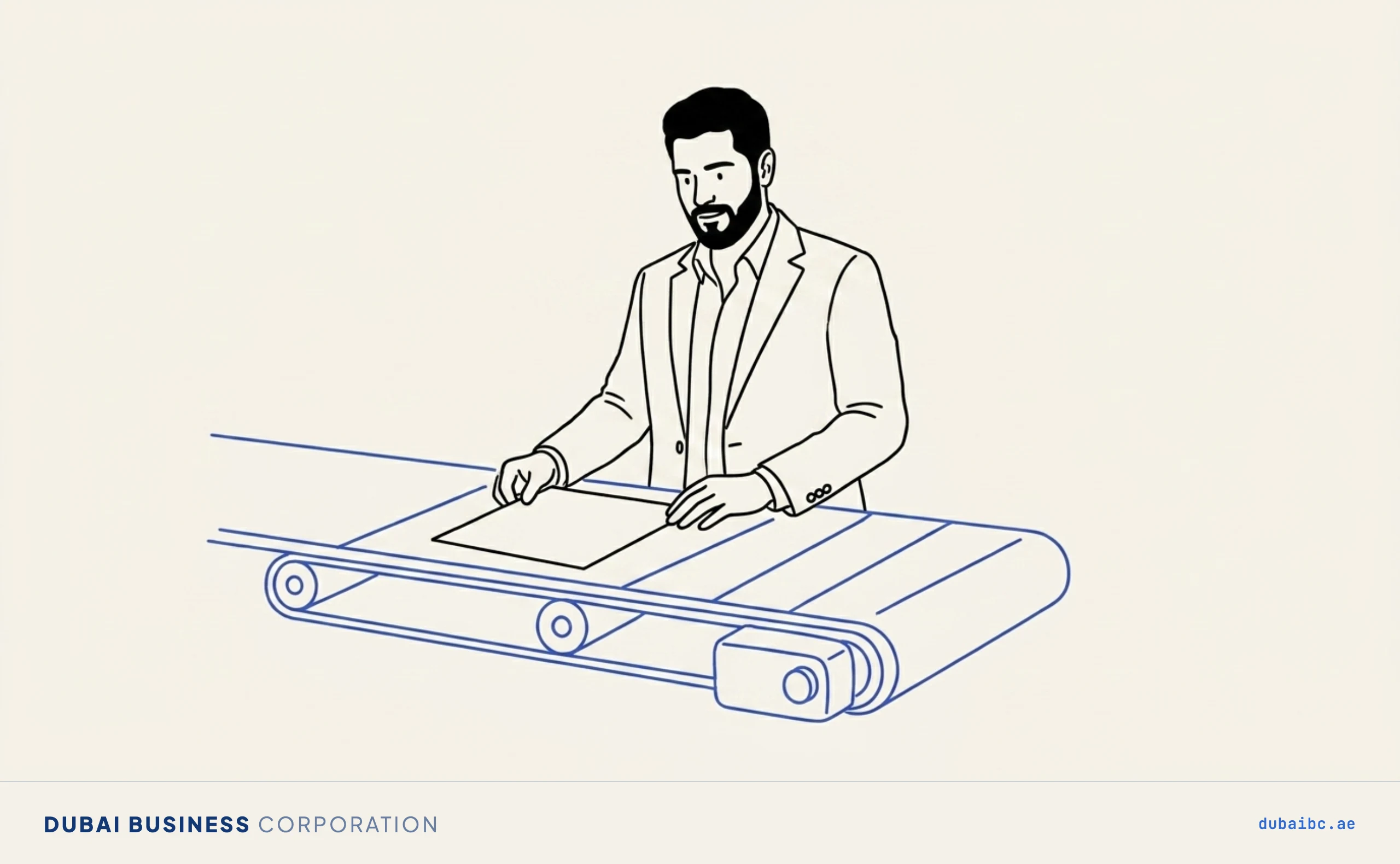 Ali moves a document along a conveyor, the amendment steps.