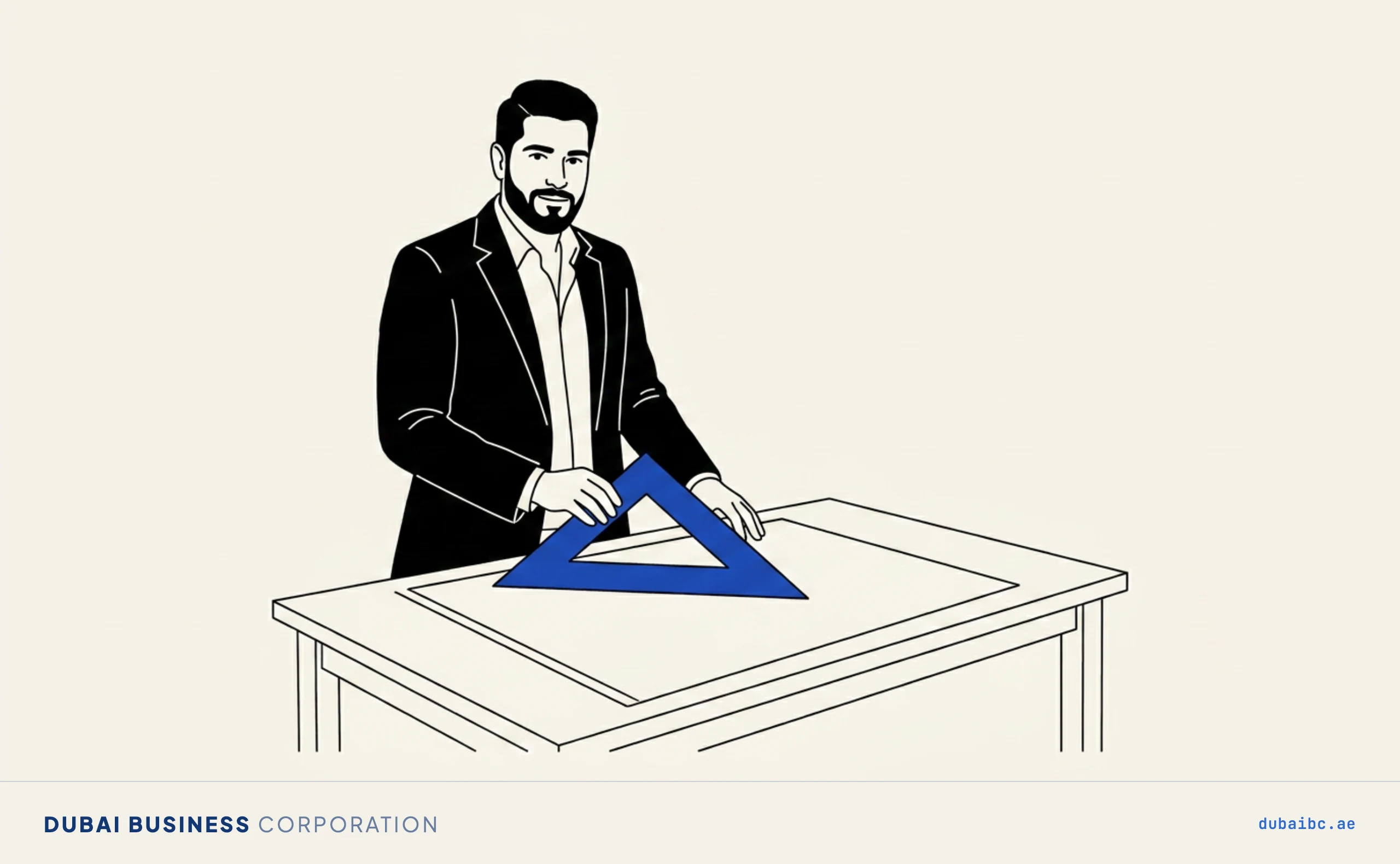 Ali uses a set square, engineers on staff.