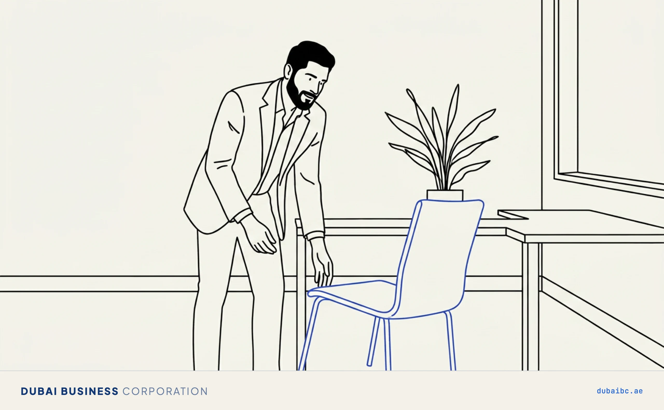 Ali places a chair, visas and office space.