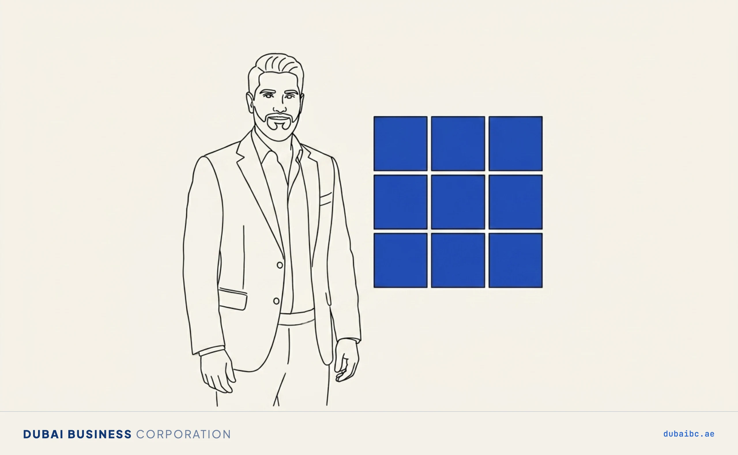 Ali beside a nine-tile grid, the nine relevant activities
