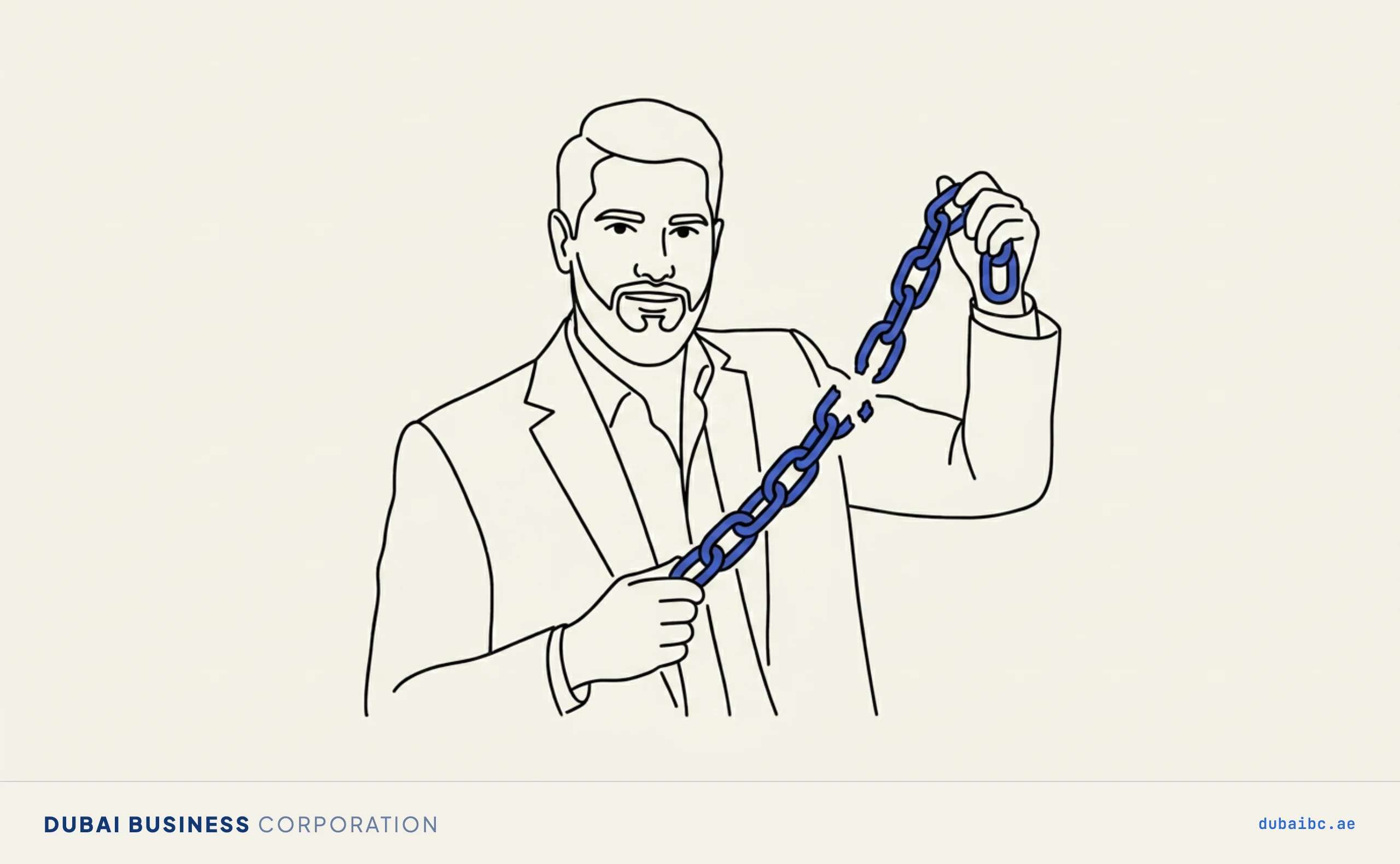 Ali with a broken chain link, the scenario this ruins