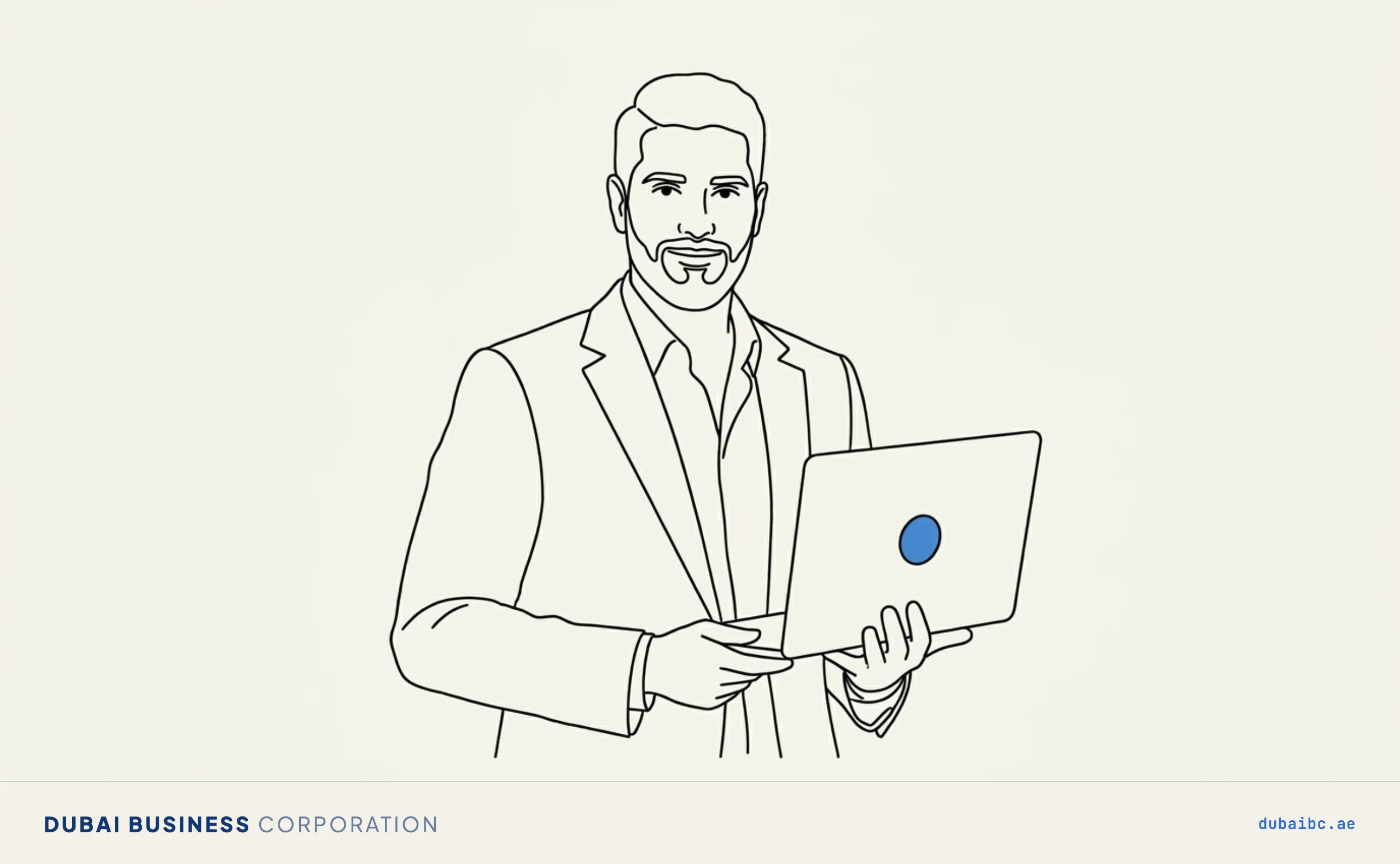 Ali with a laptop badge, what a freelance visa is
