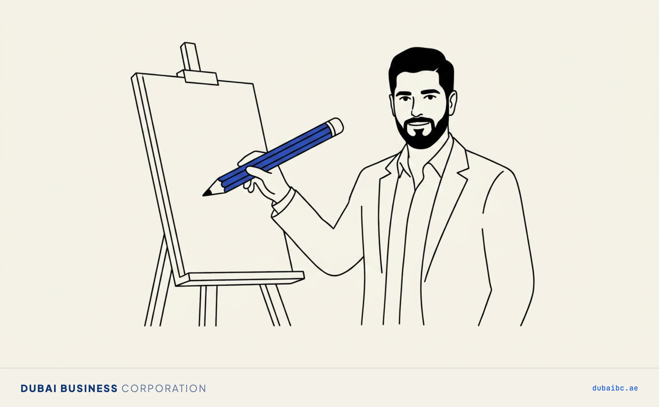 Ali edits a blank form with a large pencil.
