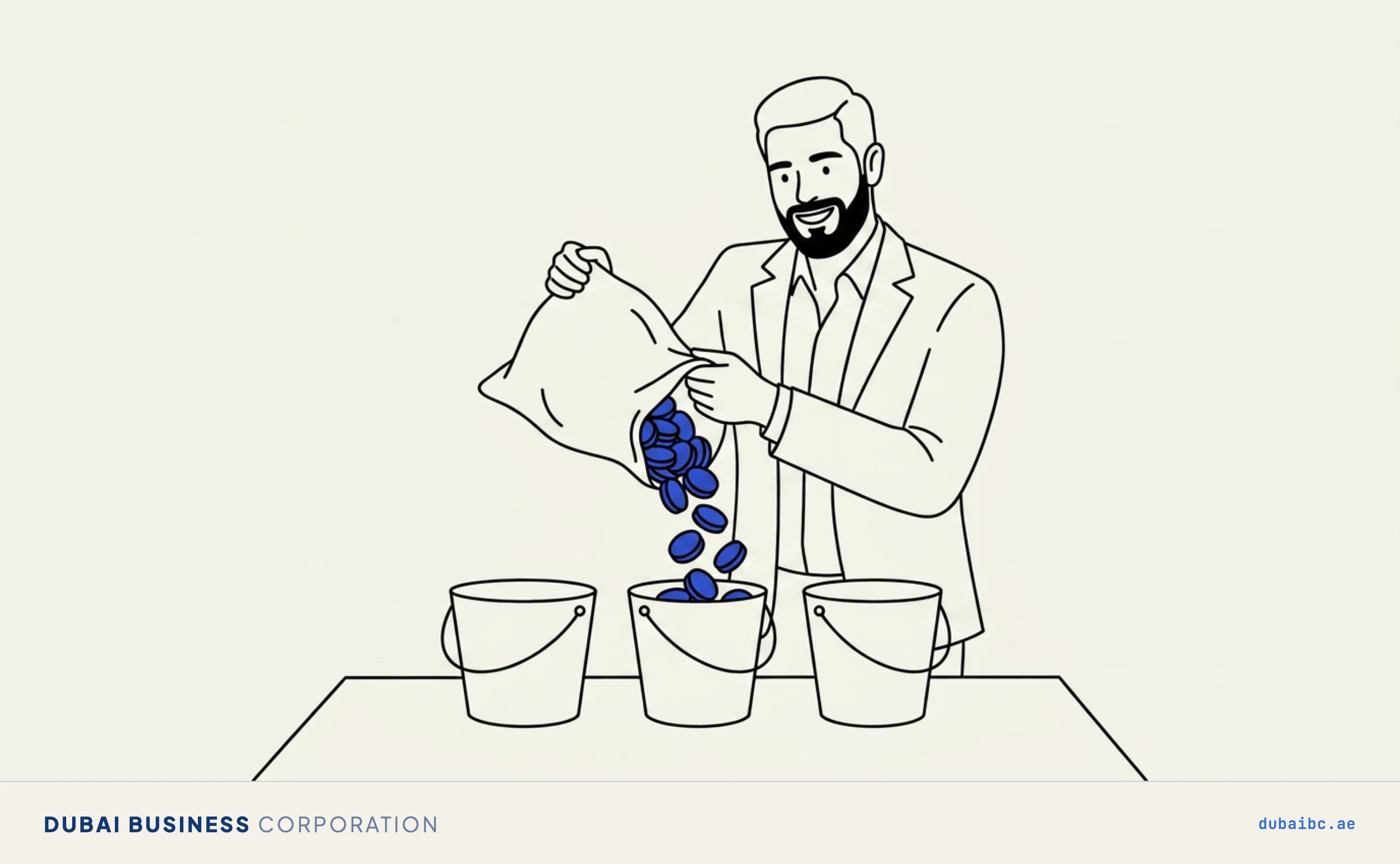 Ali pouring coins into buckets, where the money goes