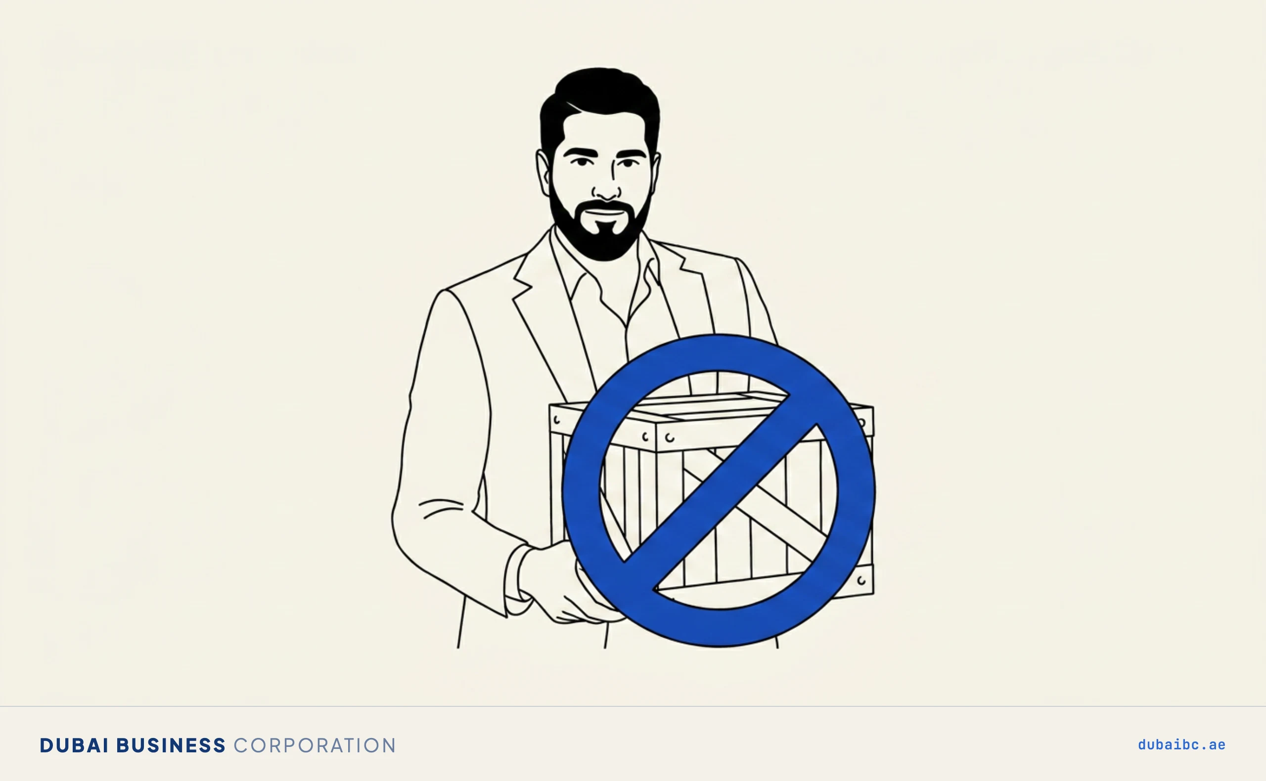 Ali with a no-entry symbol, excluded products