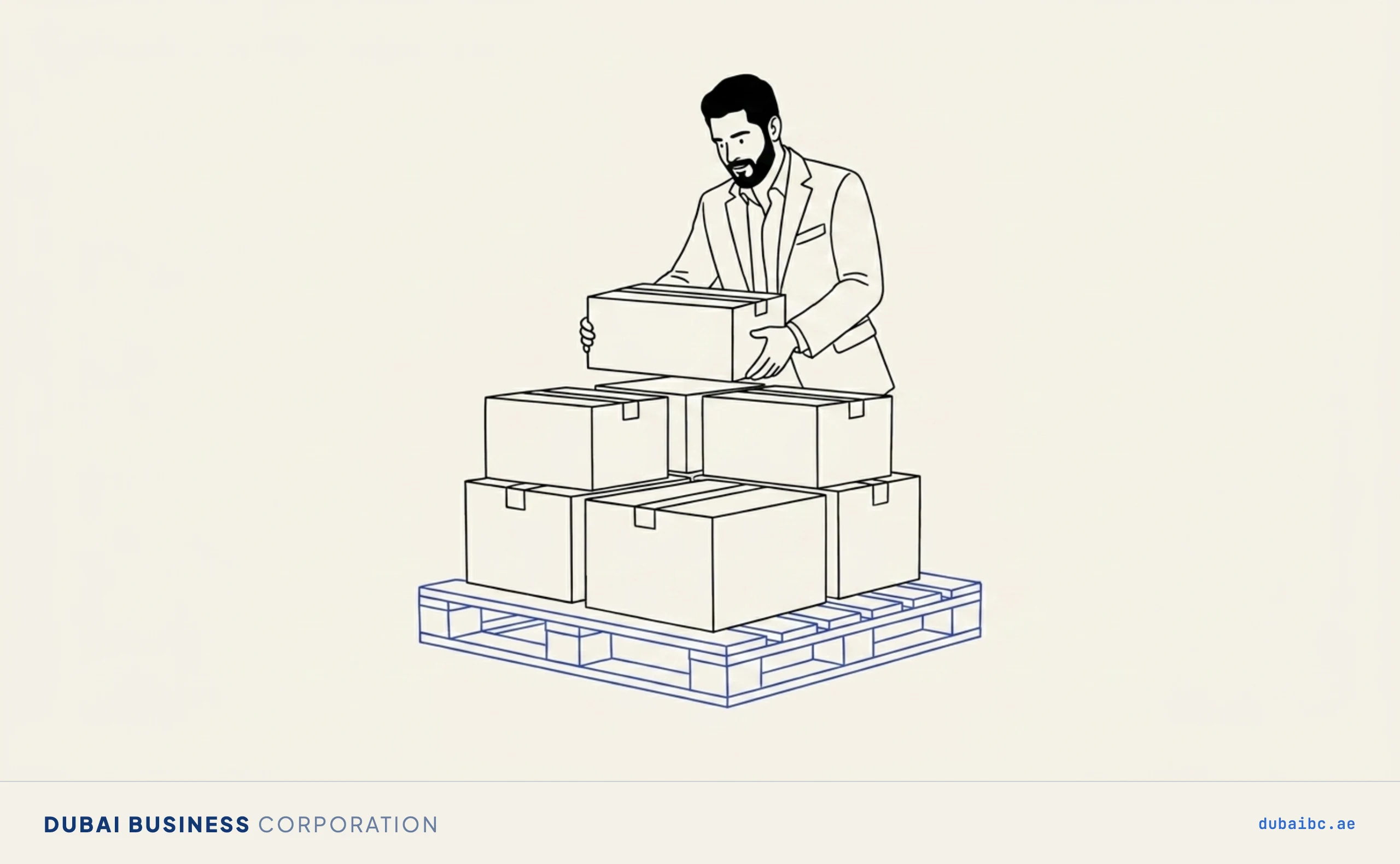 Ali stacks a pallet, bonded storage.