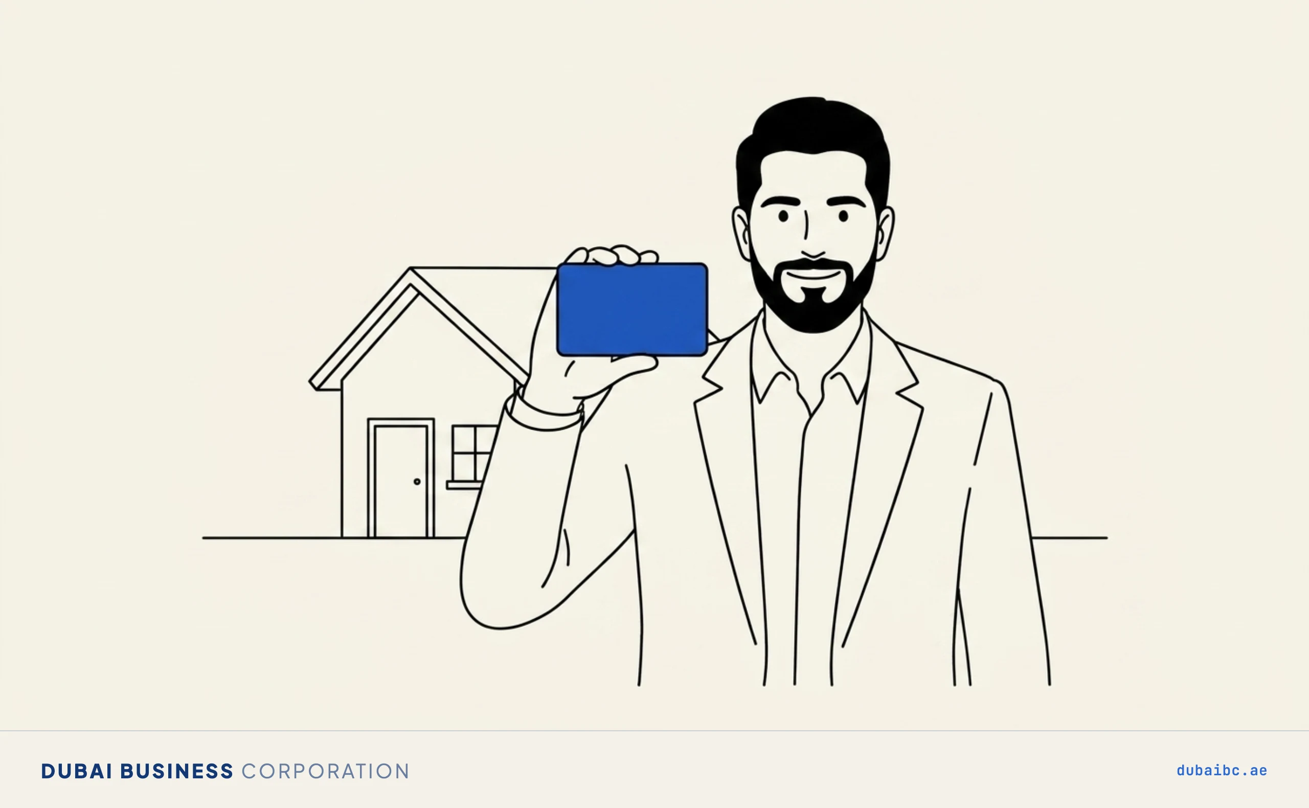 Ali holding a blank residency card, the residency link