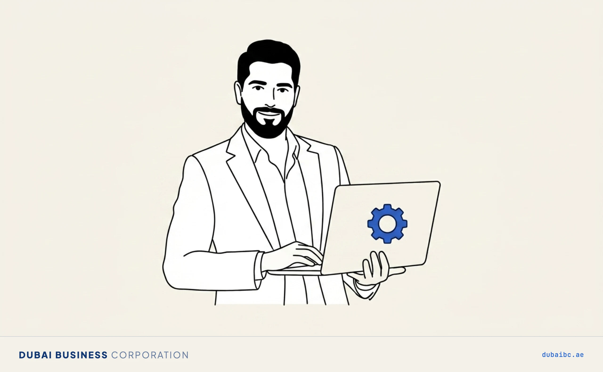 Ali with a laptop gear, the IT licence