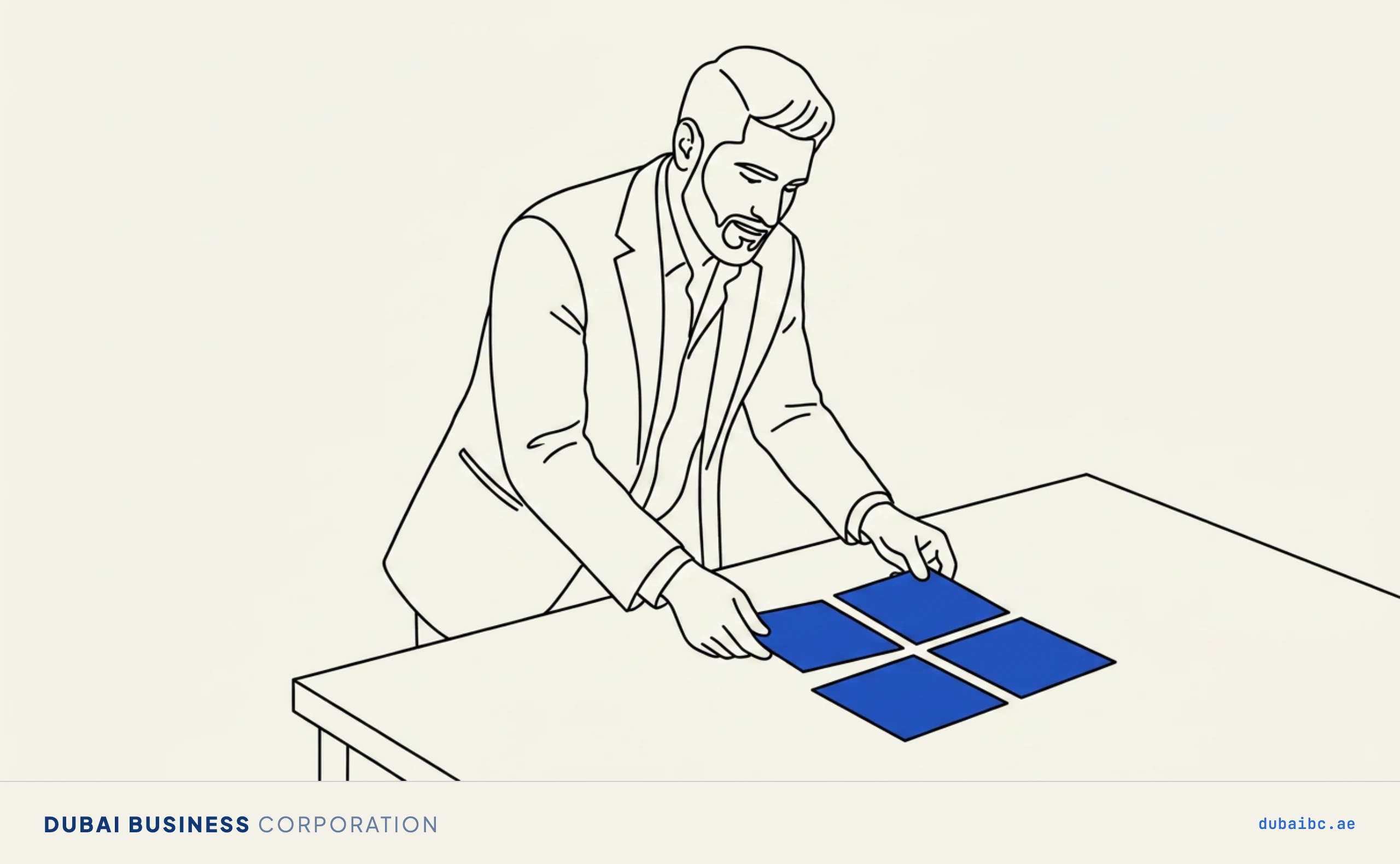 Ali laying out four tiles, the four licence types