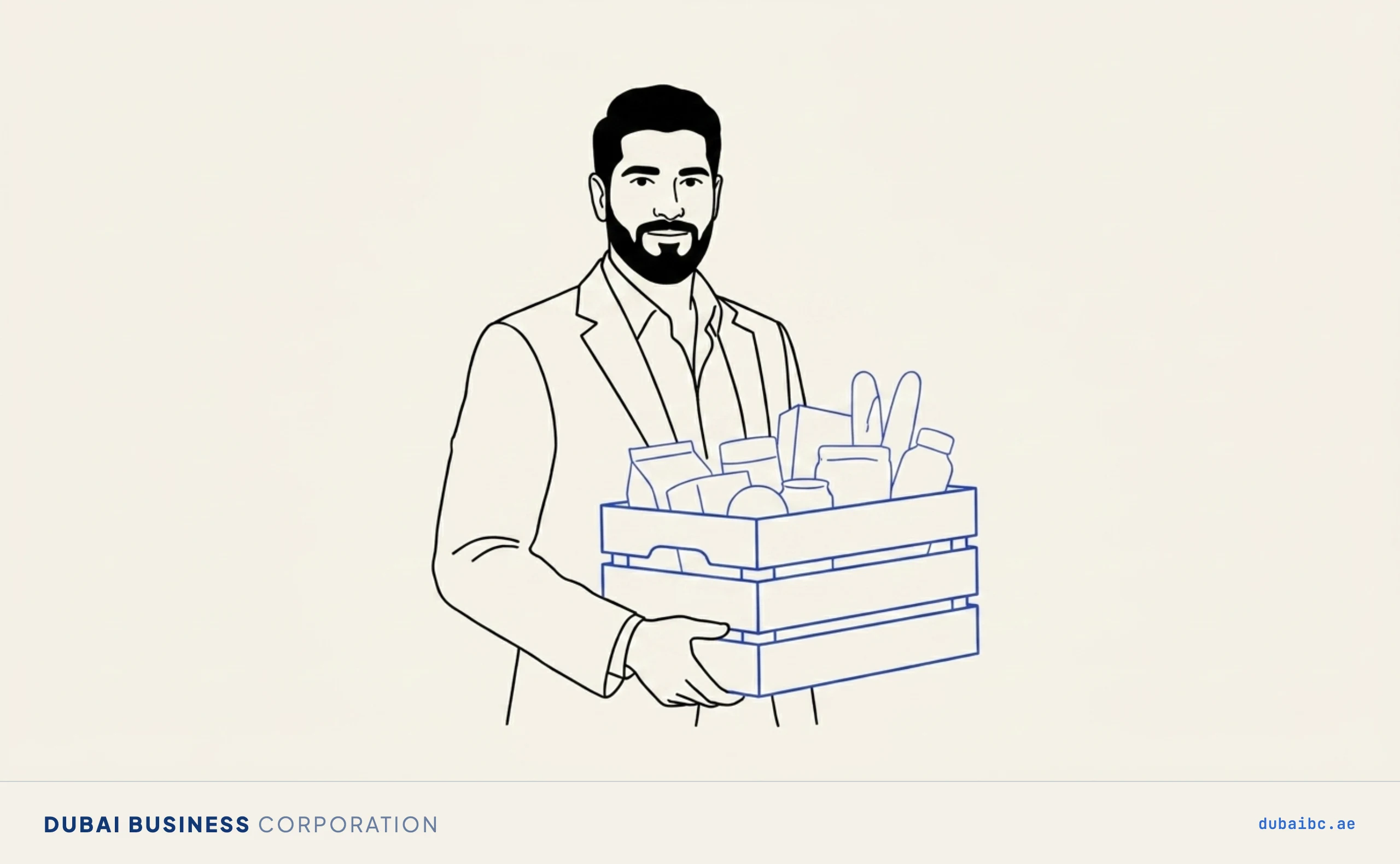 Ali with a crate of goods, the commercial and general trading licence