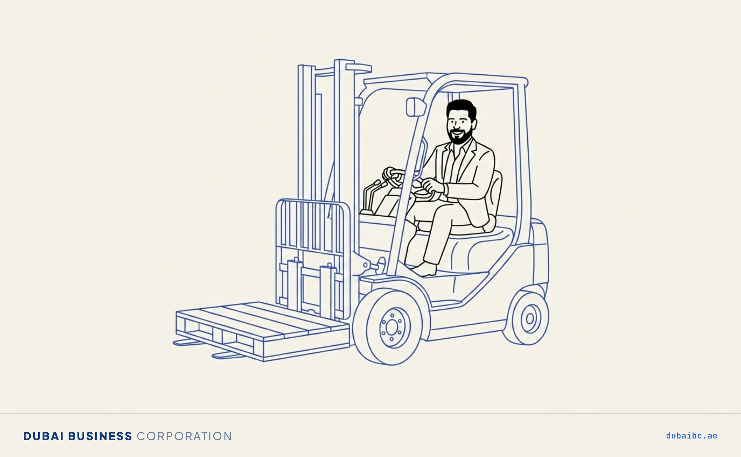 Ali drives a forklift in the yard.