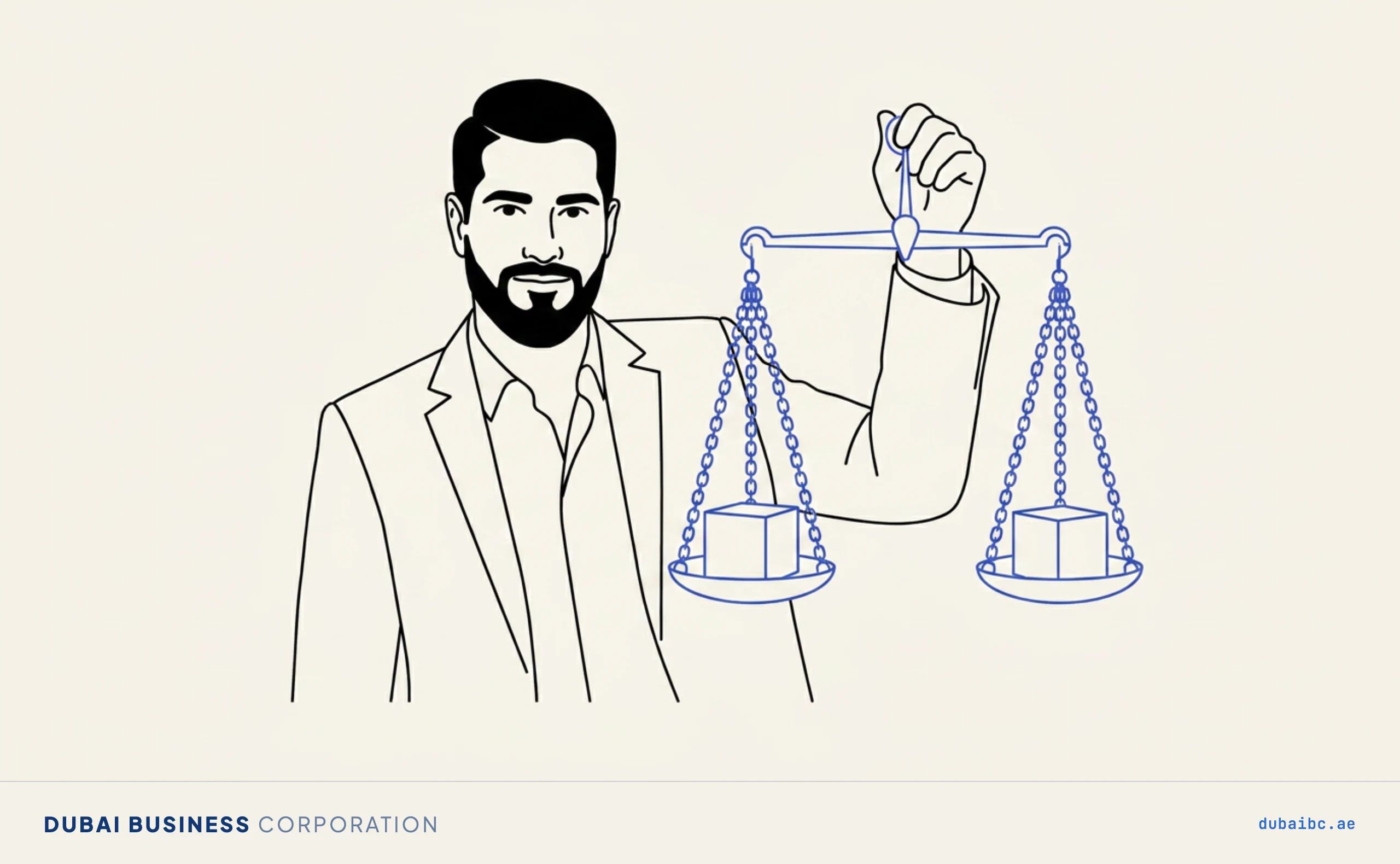 Ali weighs an application on a balance scale.