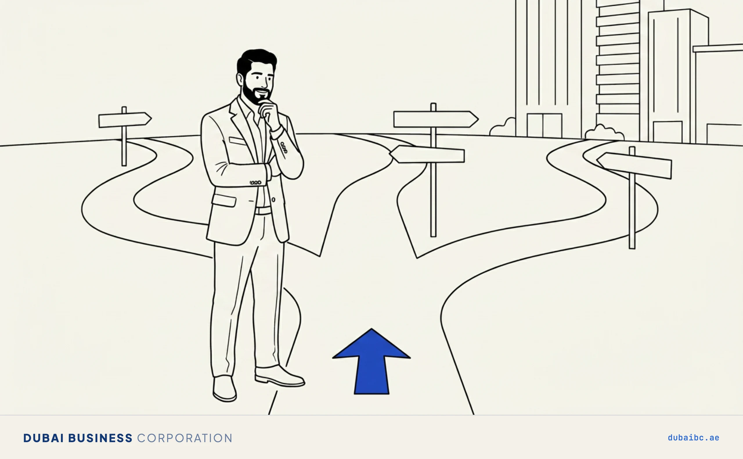 Ali choosing between three recruitment business models at a forked path