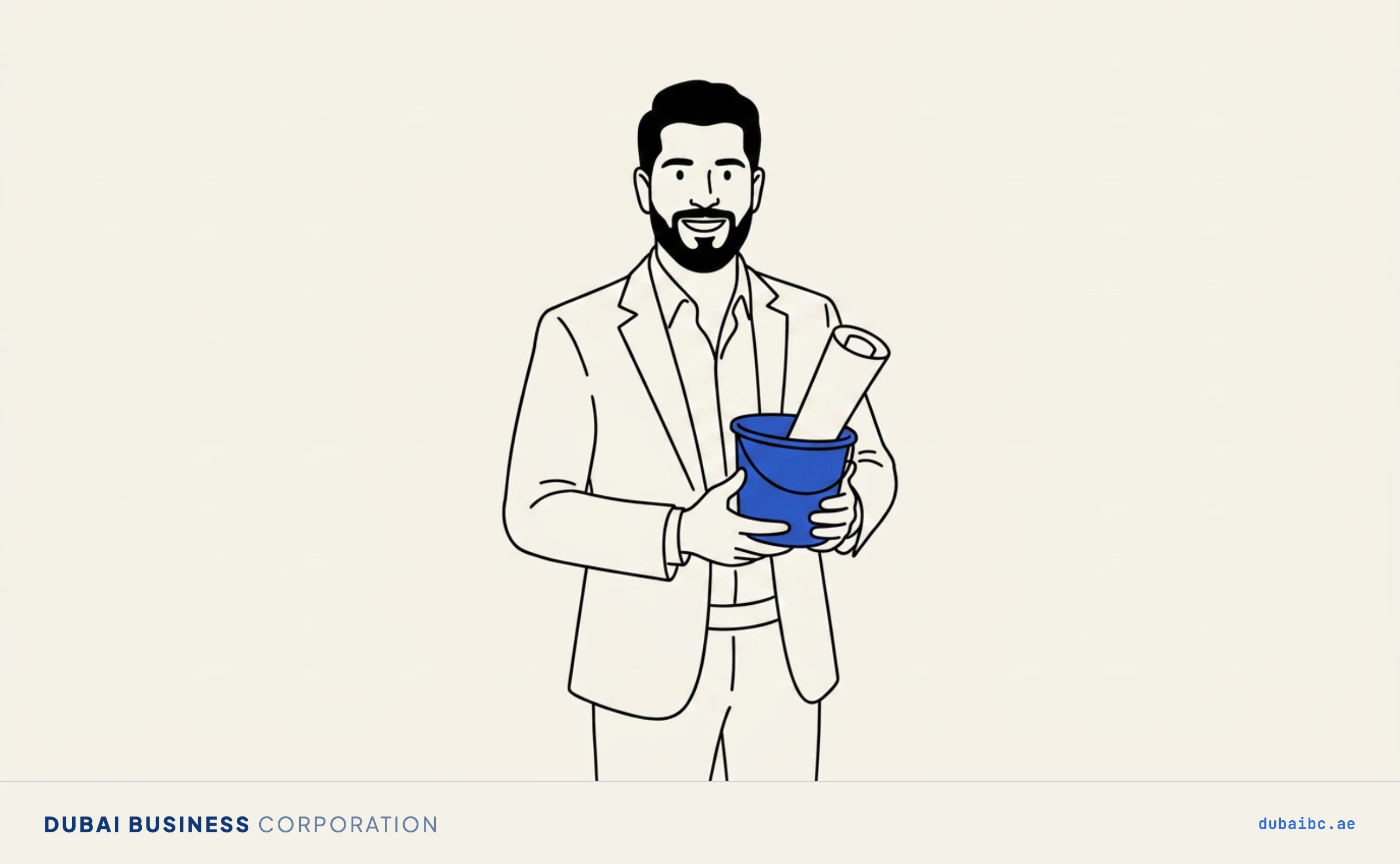 Ali with a bucket and certificate, the trade licence bucket