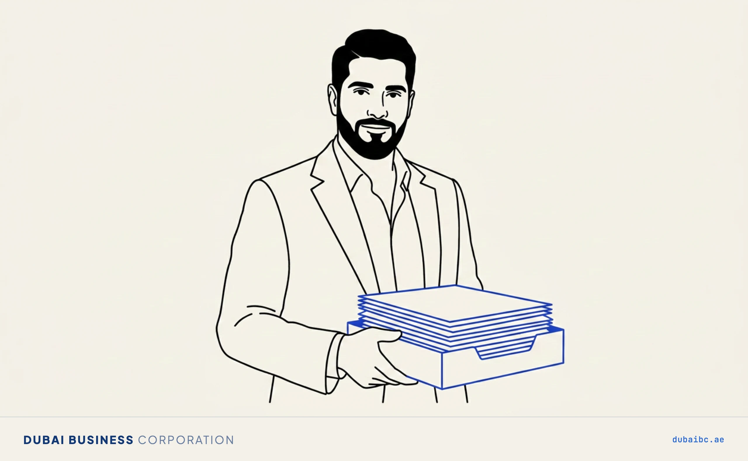 Ali carries a tray of renewal documents.