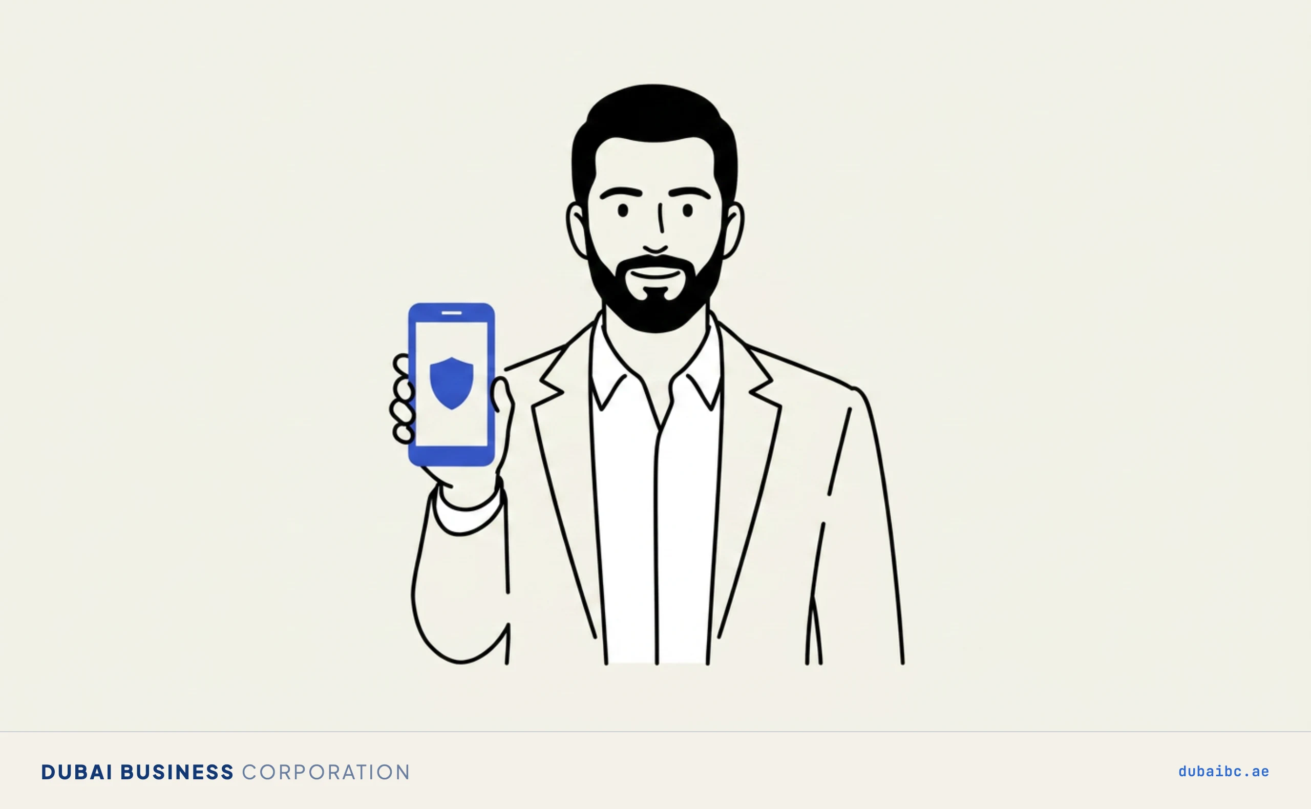 Ali holding a phone with a shield, what UAE Pass is